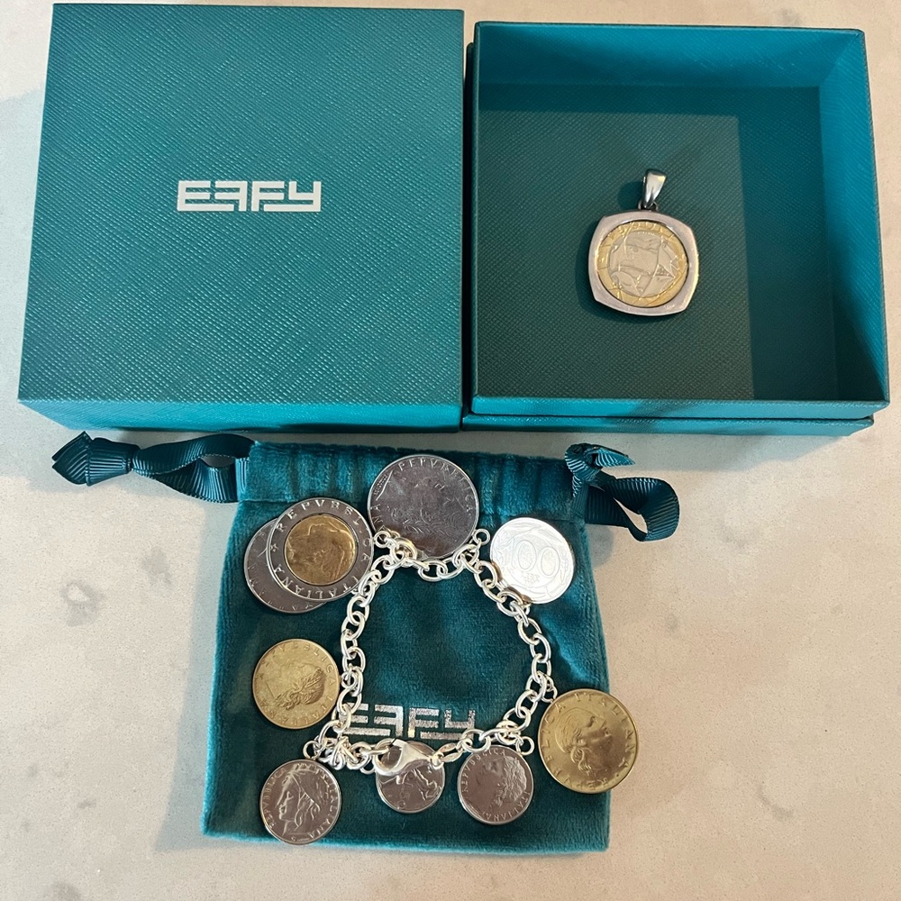 NWOT Effy Lire charm bracelet and medallion necklace